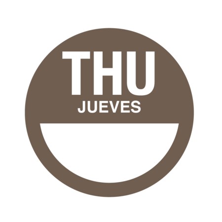 Nevs DaySpots - Thursday/Jueves 2" circle White w/Brown DDOT-THS2